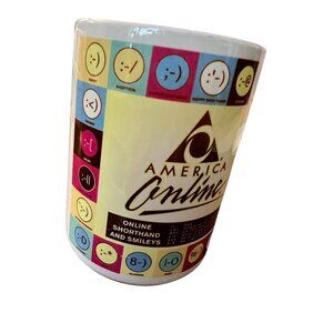 America Online Vintage Emoticon Mug Colorful Retro Ceramic Coffee Cup